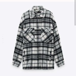 NWT!  Zara Women's Black and White Plaid Shacket